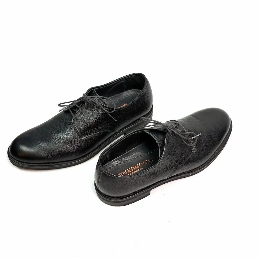 Allen Edmonds Nomad Derby Shoes Black Pebbled Leather Lace Up Plain Toe size 10B